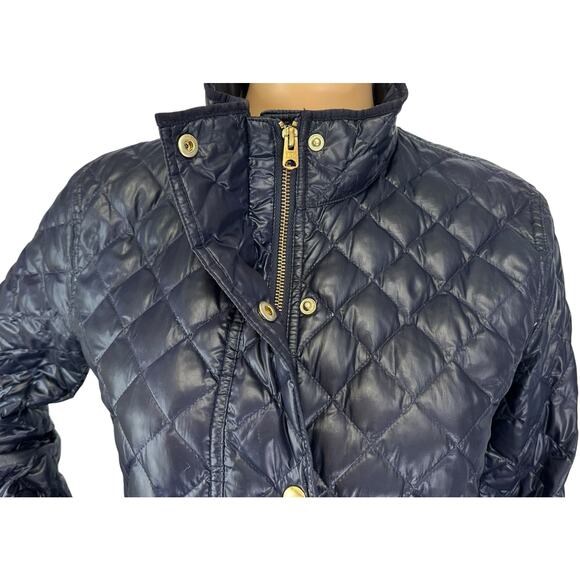 J. Crew Shiny Downtown Quilted Field Puffer Jacket Navy Blue C8548 Size S - Picture 13 of 16